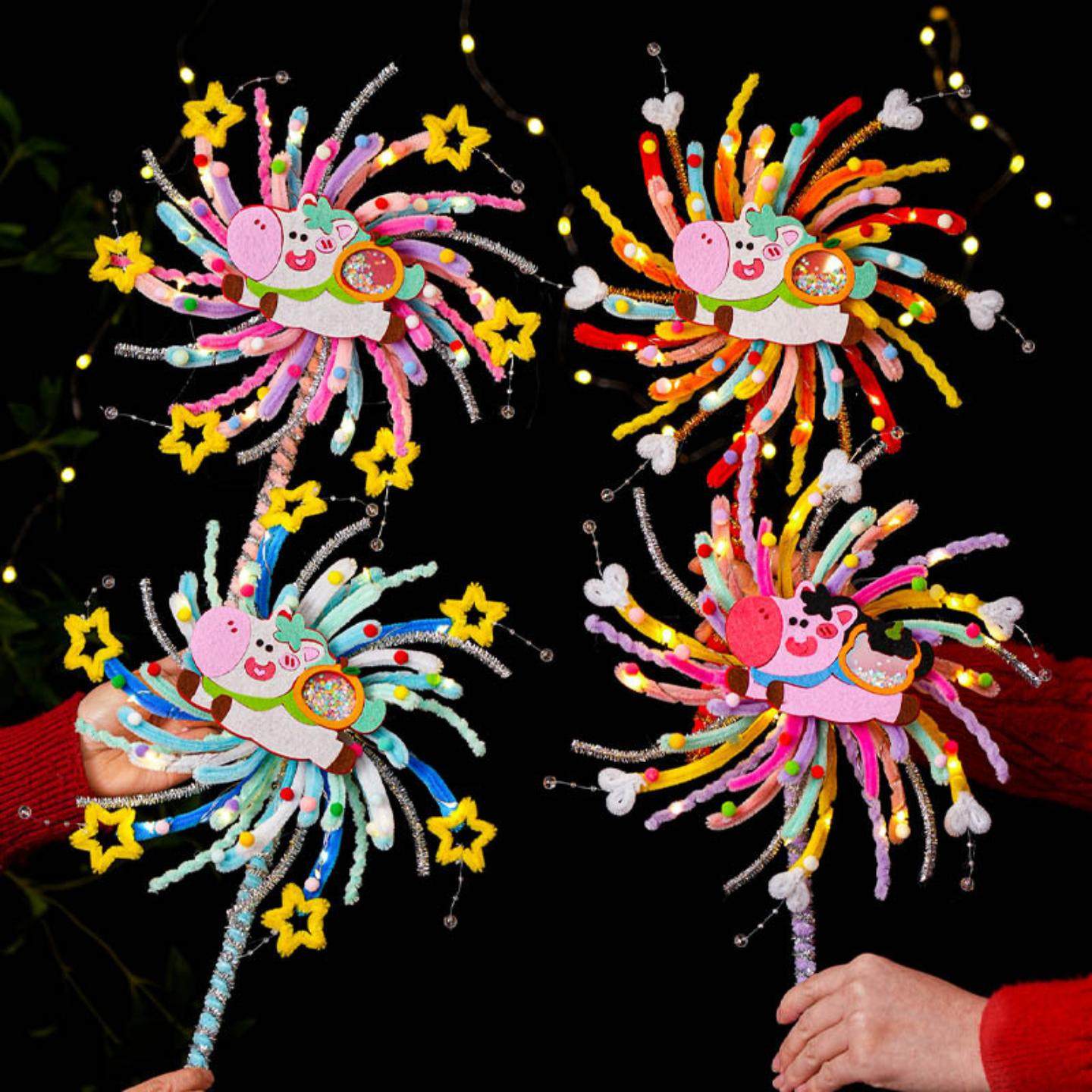 马年摇摇乐旋转烟花灯笼儿童手工材料手提发光花灯新年小礼物,节庆用品/礼品,灯笼材料包,淘宝优惠券,粉丝福利购,淘宝优惠卷