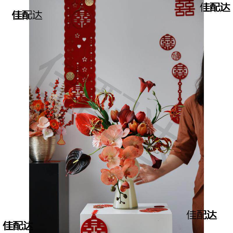 年宵花春节喜庆花婚庆花束绢花客厅插花餐桌家居装饰品摆设