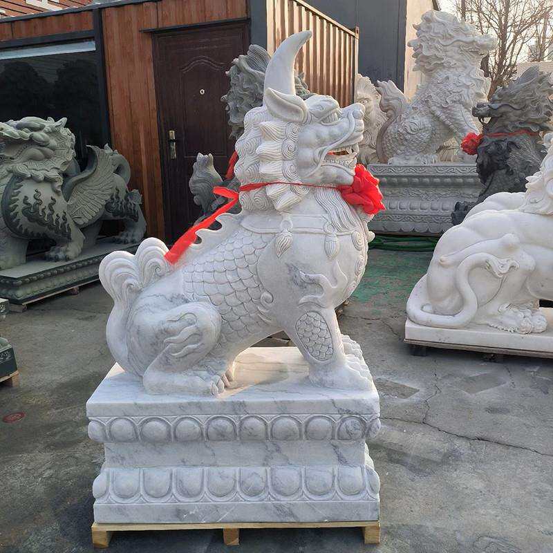 石雕汉白玉独角兽獬豸门口动物雕塑法治廉政主题公园广场景观摆件