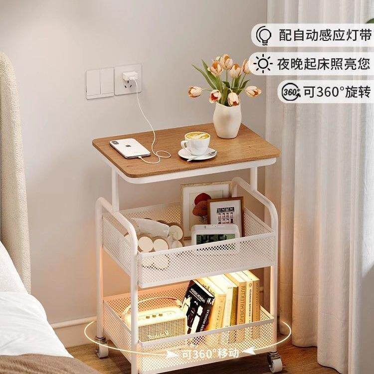 小型实木床头柜替代品家用卧室可移动床头置物架子简约床边收纳柜