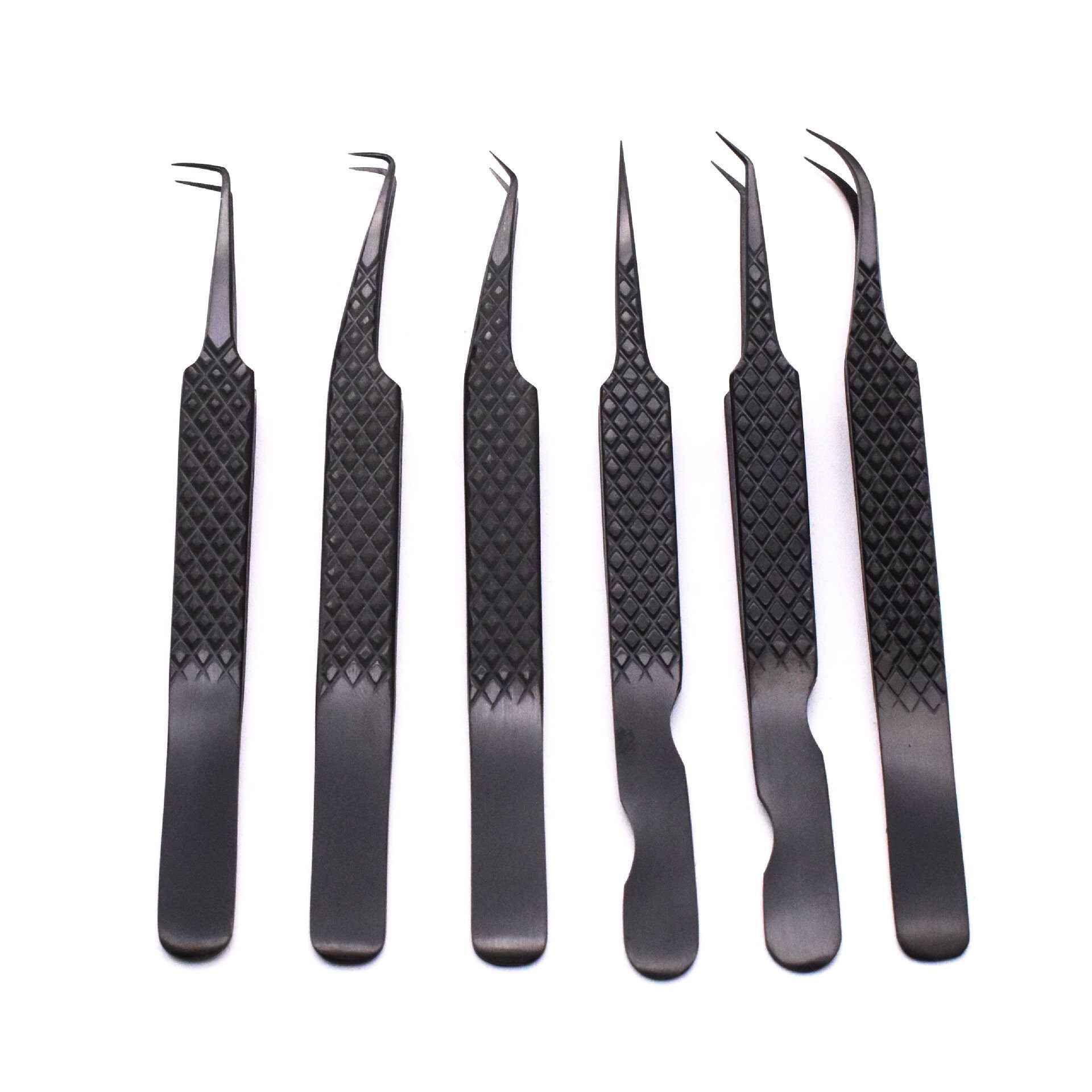 厂家供应高档嫁接睫毛开花黑色镊子高精密304不锈钢纤维头fiber