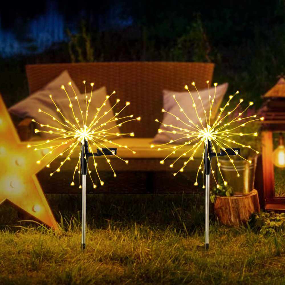 新款太阳能地插8功能led烟花灯 户外防水装饰铜线灯串,家装灯饰光源,草坪灯,淘宝优惠券,粉丝福利购,淘宝优惠卷