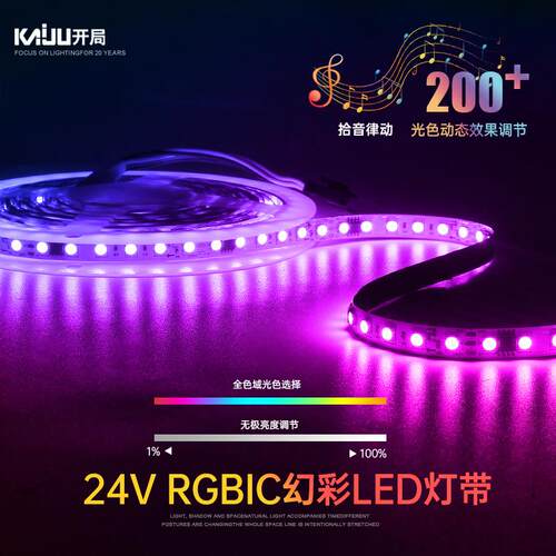 24V幻全彩跑马灯带ktv酒吧电竞麦爵士智能AI语音律动编程led灯带