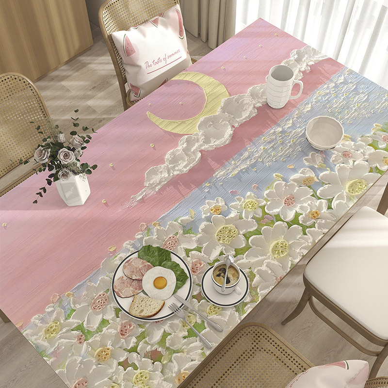 3D立体花卉桌布防水防油桌布餐桌垫长方形皮革茶几台垫高级感免洗,居家布艺,桌布,淘宝优惠券,粉丝福利购,淘宝优惠卷
