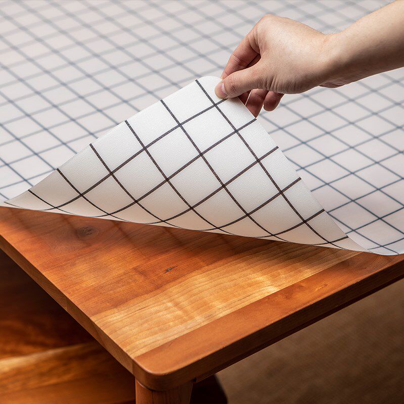 休闲Pvc软玻璃塑料桌布防水防油咖啡桌垫餐桌垫长方形格子印花