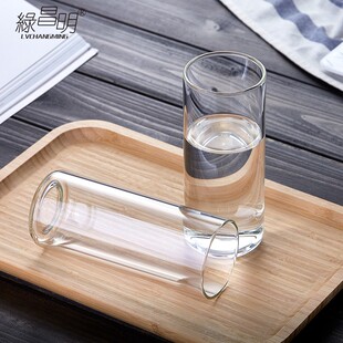 绿昌明玻璃杯子家用耐高温水杯牛奶杯圆形直筒果汁杯透明泡绿茶杯