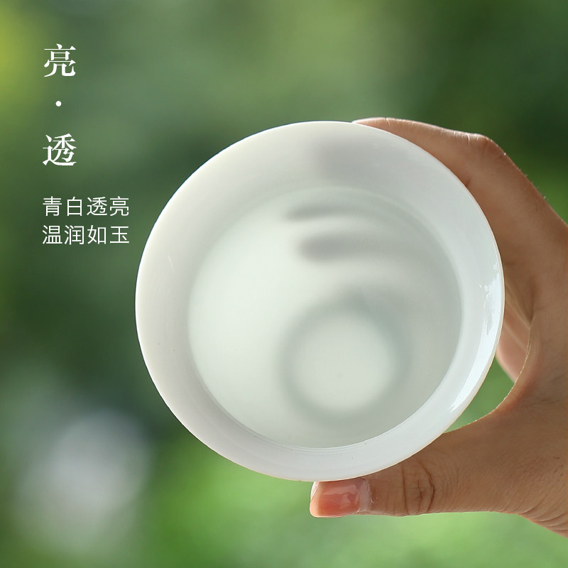 大号玉泥薄胎盖碗白瓷三才茶杯 甜白釉泡茶碗功夫茶具青瓷敬茶碗