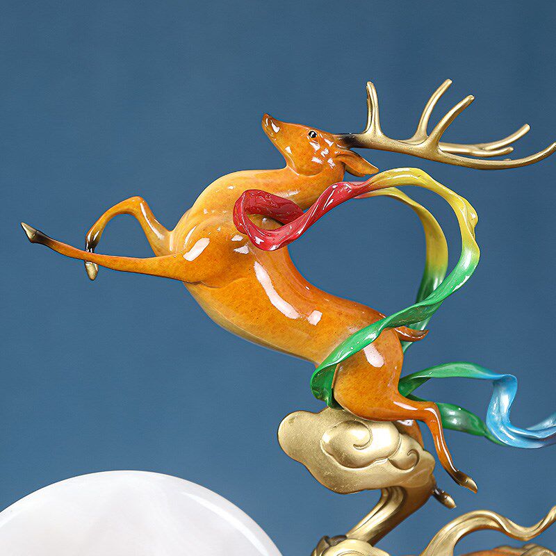 一鹿高升铜鹿摆件办公室客厅高端葫芦工艺品公司开业祝贺乔迁礼品