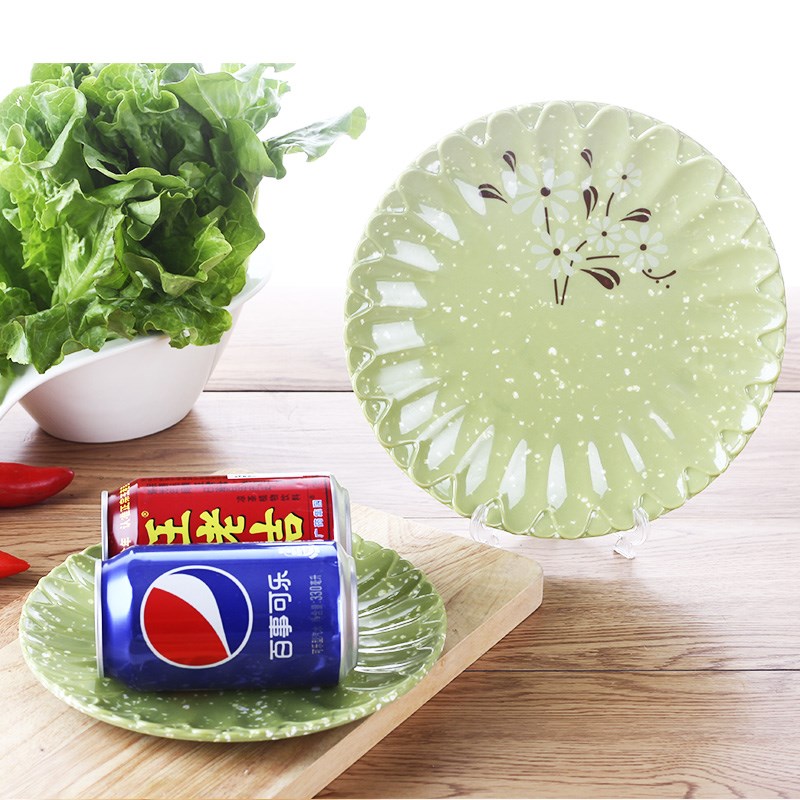 小雏菊仿瓷深圆盘塑料大盘子密胺菜盘盖浇饭盘创意牛排西餐盘餐具