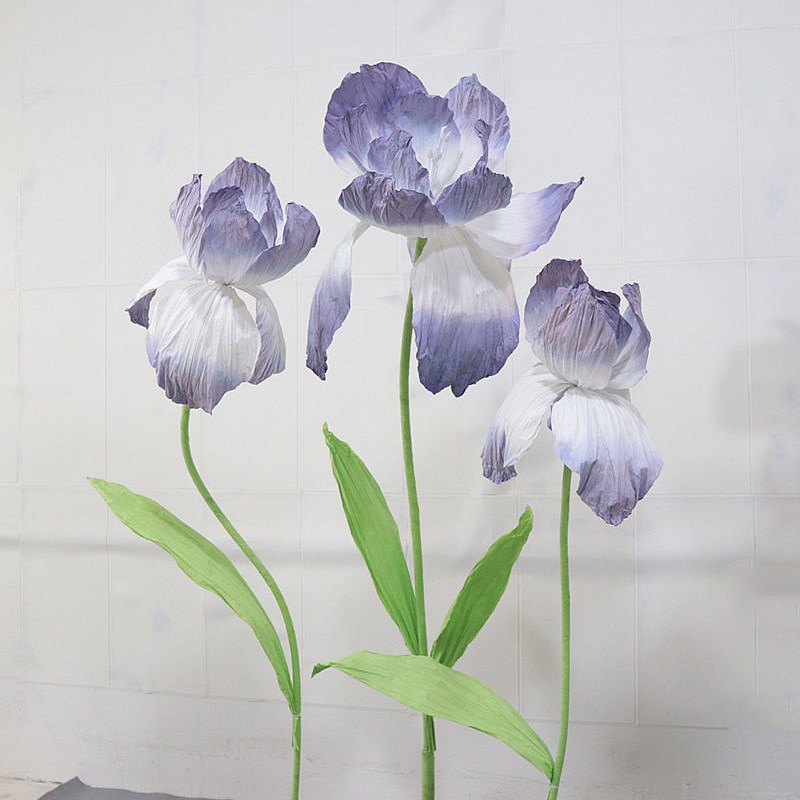 白花鸢尾色纸艺花工庆道具商业美陈仿真花纸花商场橱窗装饰手婚花