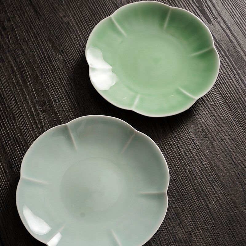 青瓷菜盘家用南宋风格餐具传统复古中式盘子点心盘茶室水果盘壶承