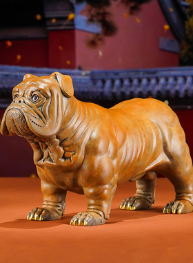 黄铜摆件《斗牛犬》铜工艺礼品摆饰家居饰品客厅装饰品 生肖狗摆