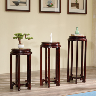 国标红木客厅室内落地整装花几印尼黑酸枝盆景中式阔叶黄檀圆花架