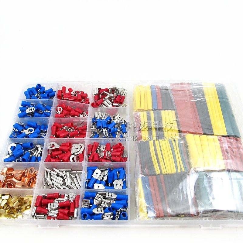 彩色热缩管绝缘阻燃套管 叉型U型绝缘冷压端子线鼻子SV1.25-4套件