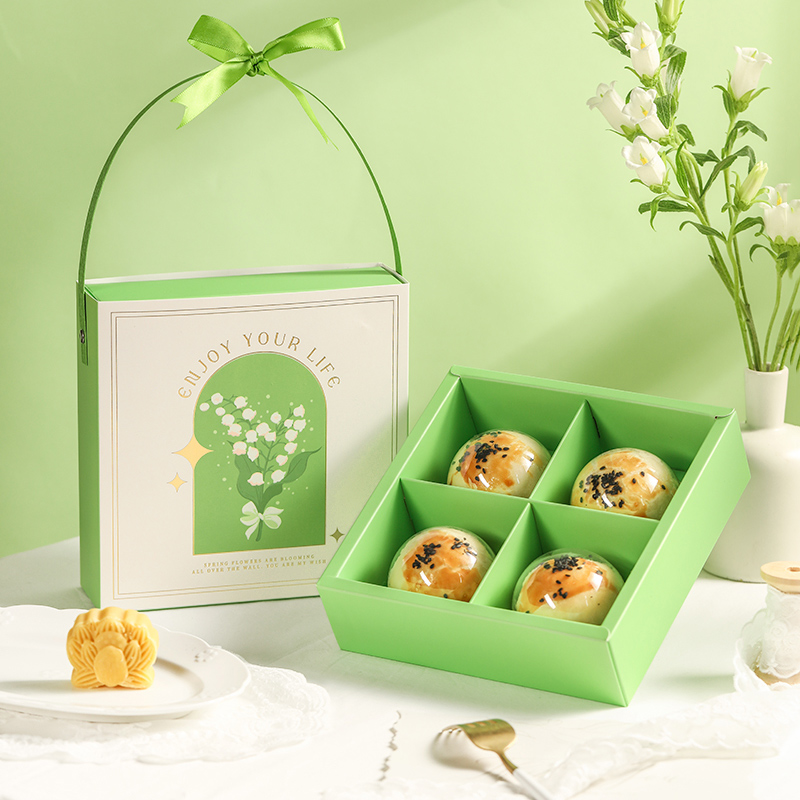 蛋黄酥包装盒6粒装4绿色盒子绿豆糕中秋节月饼礼盒空盒饼乾礼品盒