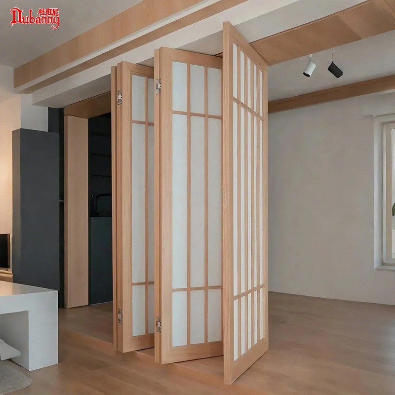 折叠门隔断门窗吊轨门移门实木门平移门原木风三联动无轨推拉门