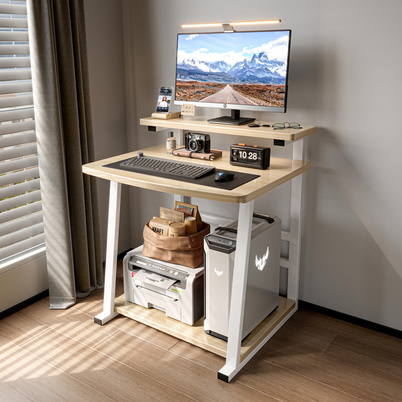 电脑桌可放打印机小型办公桌子卧室家用台式可放主机一体式工作台