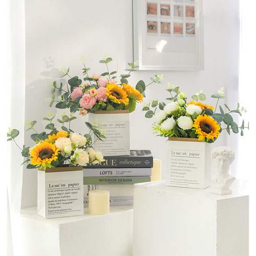 向日葵仿真花假花摆设客厅干花花束室内装饰摆件花卉仿真花高档