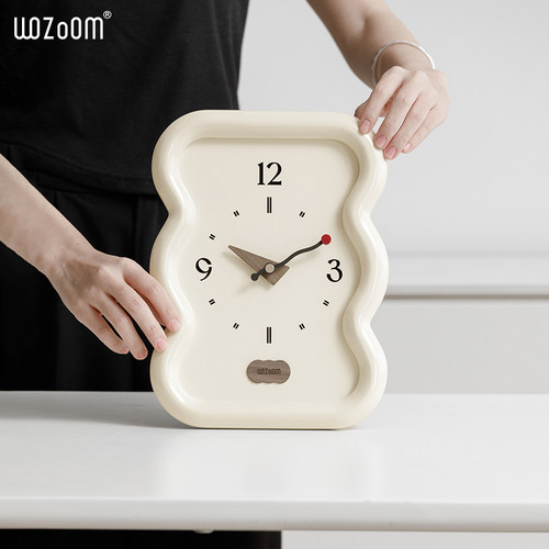 WOZOOM屋准家居奶油风时钟表客厅玄关装饰品电视柜高级感桌面摆件