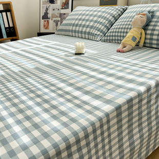 高档加厚老粗布克洛伊床单单件全棉宿舍单人四季 用床笠凉席三件套