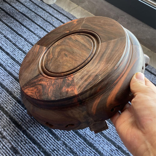 老挝大红酸枝工艺品摆件底座实木质花瓶圆矮凳工艺品底座交趾黄檀