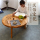 老榆木旧木板茶桌家用小茶台实木圆桌茶几老木板书桌风化木吧台