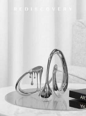 售楼部展厅大型抽象电镀水滴雕塑商场门店玻璃钢落地开业艺术摆件