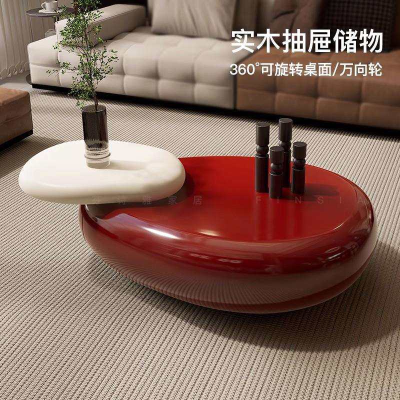 欧韵家居可移动茶几客厅家用小户型设计师现代轻奢创意旋转茶几