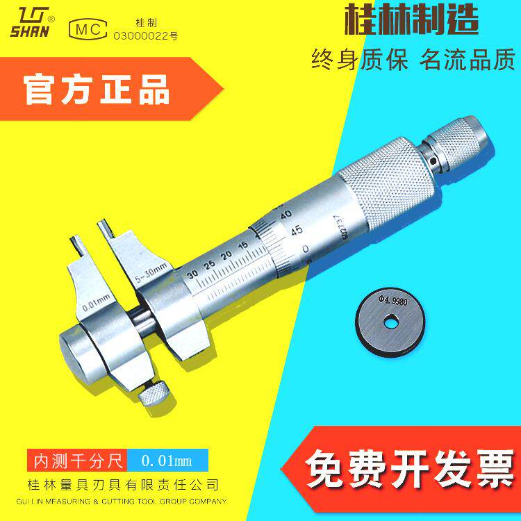 桂林桂量内测千分尺内径千分尺5-30 75-100精度0.01内孔分厘卡