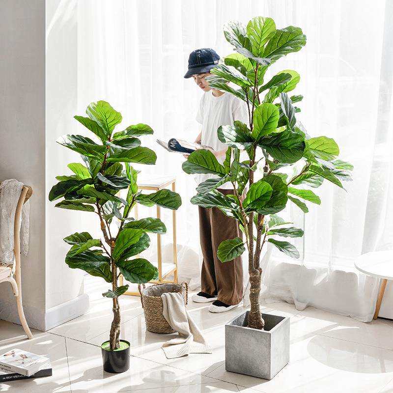 现货仿真琴叶榕大型盆栽北欧植物 室内假绿植盆景家居客厅摆件