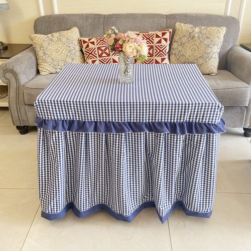 秋冬款小格子加绒加厚长方形电炉罩烤火罩可定做茶几麻将机方桌套