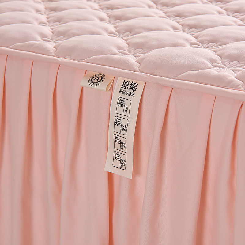 夹棉床裙单件公主风粉色带裙边床套床裙款三件套加高遮丑防滑床罩,床上用品,床裙,淘宝优惠券,粉丝福利购,淘宝优惠卷