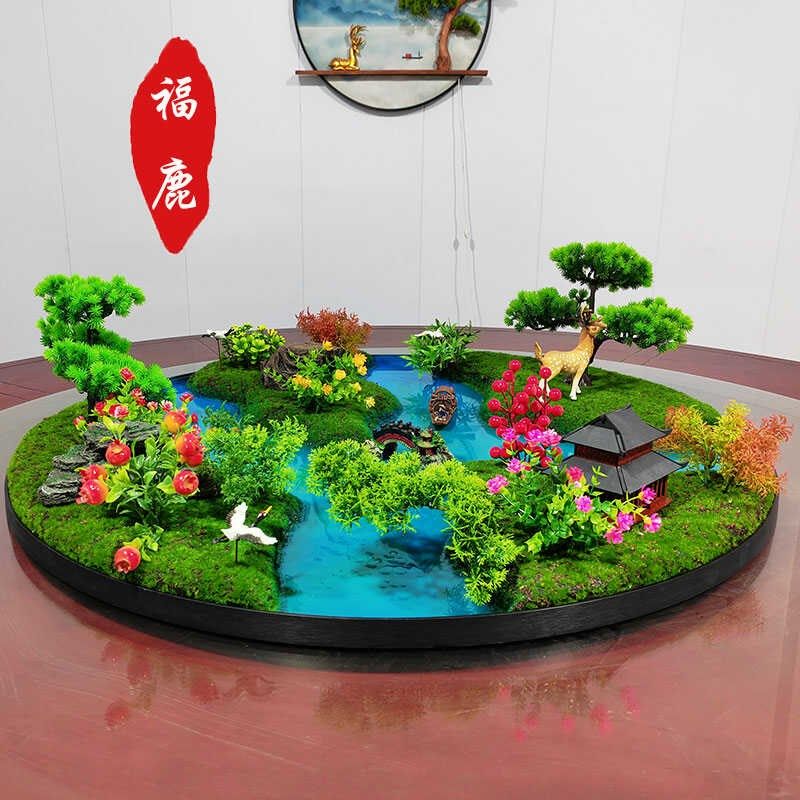 酒店餐桌中间转盘摆件桌花中式圆形创意大圆桌摆花桌芯装饰品摆设