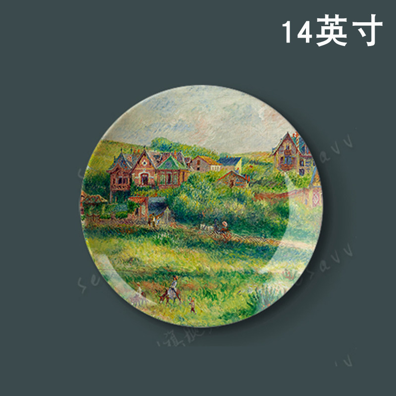 14英寸雷诺阿油画陶瓷盘子客厅餐厅酒店墙面装饰品墙壁挂盘碟摆件