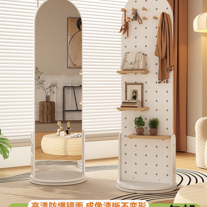 旋转全身镜家用衣帽架镜子挂衣架穿衣镜置物落地镜卧室女生试衣镜