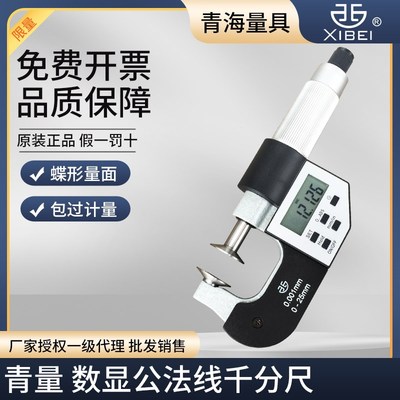 青海青量数显齿轮公法线千分尺盘头纸张测量电子精度0-25mm0.001