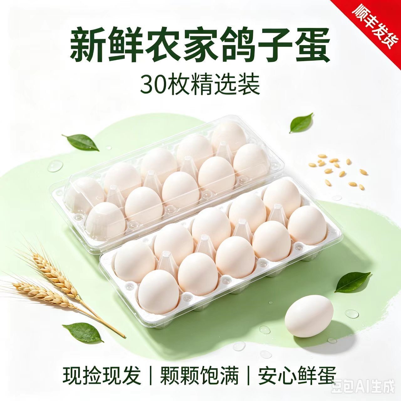 【顺丰发货】鸽子蛋新鲜白信鸽初生蛋农家五谷杂粮散养30枚正宗