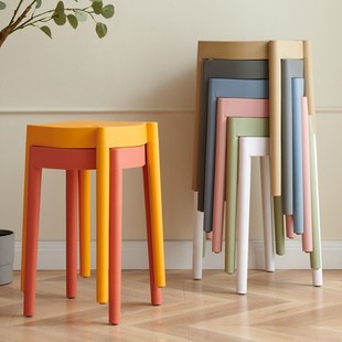 塑料凳子加厚家用椅子客厅餐桌高板凳可叠放快餐店早餐小吃店凳子