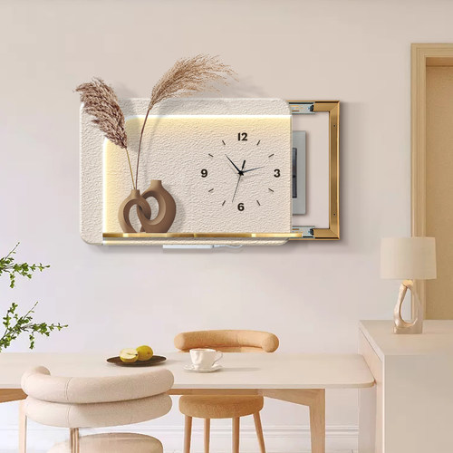 发光立体实物电表箱装饰画钟表遮挡配电箱挂画高级感奶油风开关画