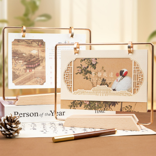 台历2025年新款实木日历商务高档个性创意办公桌面摆件活页金属架