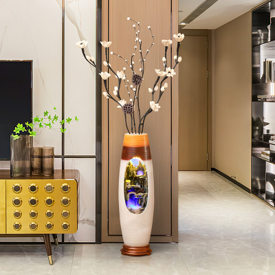 现代循环流水生财喷泉摆件客厅水景装饰电视柜旁边落地加湿器花瓶