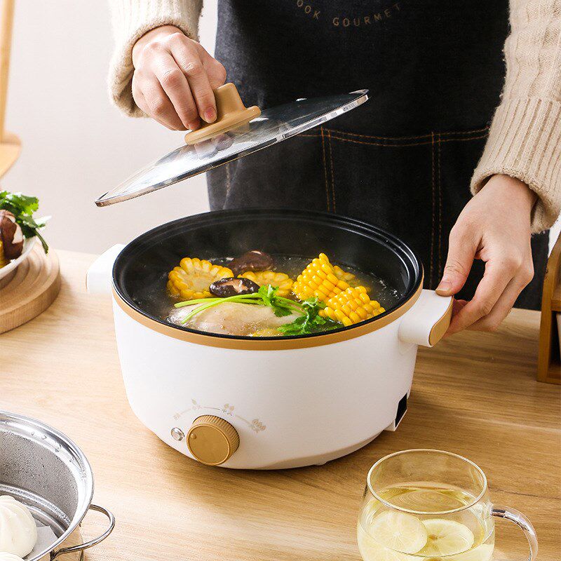 多功能不粘蒸煮锅 带蒸格家用电火锅 一体多用礼品锅 学生宿舍锅