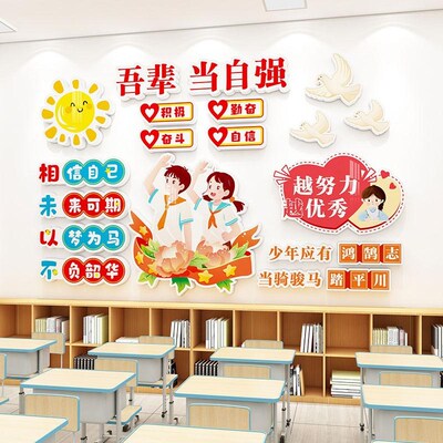 未来可期不负韶华红色爱国主题文化墙班级中队角开学教室布置装饰