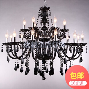 黑色水晶吊灯黑色蜡烛灯适合客厅餐厅主题酒吧婚庆KTV等 欧式