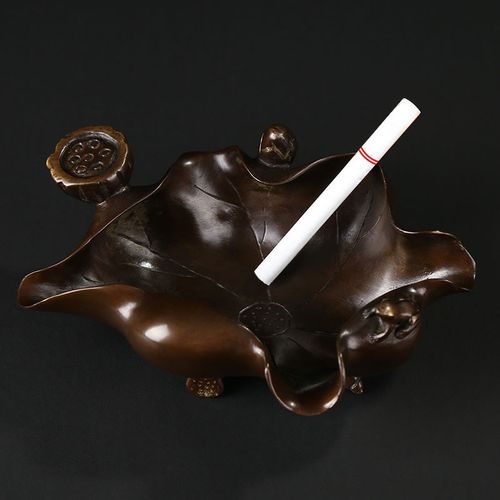 大仕缘铜工艺品家居书房摆件送爸爸荷叶田园烟灰缸乔迁结婚礼品