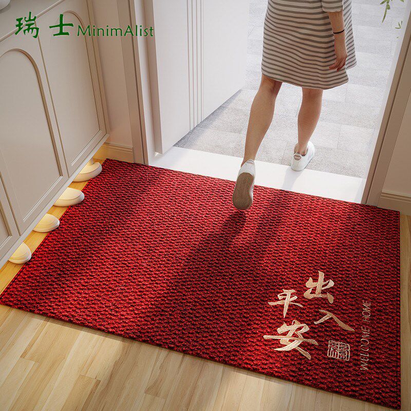 瑞士红色新年喜庆地垫入户门垫除尘防滑菠萝纹门毯玄关大门进门垫
