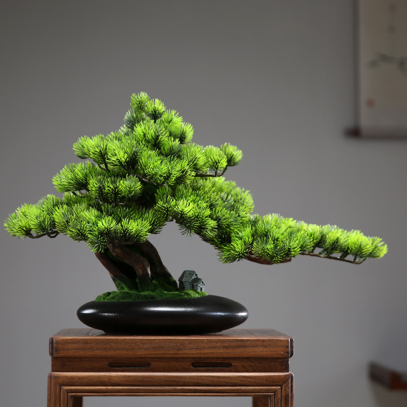 迎客松摆件中式盆景玄关边柜装饰品客厅仿真树办公室造景茶室创意,家居饰品,装饰摆件,淘宝优惠券,粉丝福利购,淘宝优惠卷