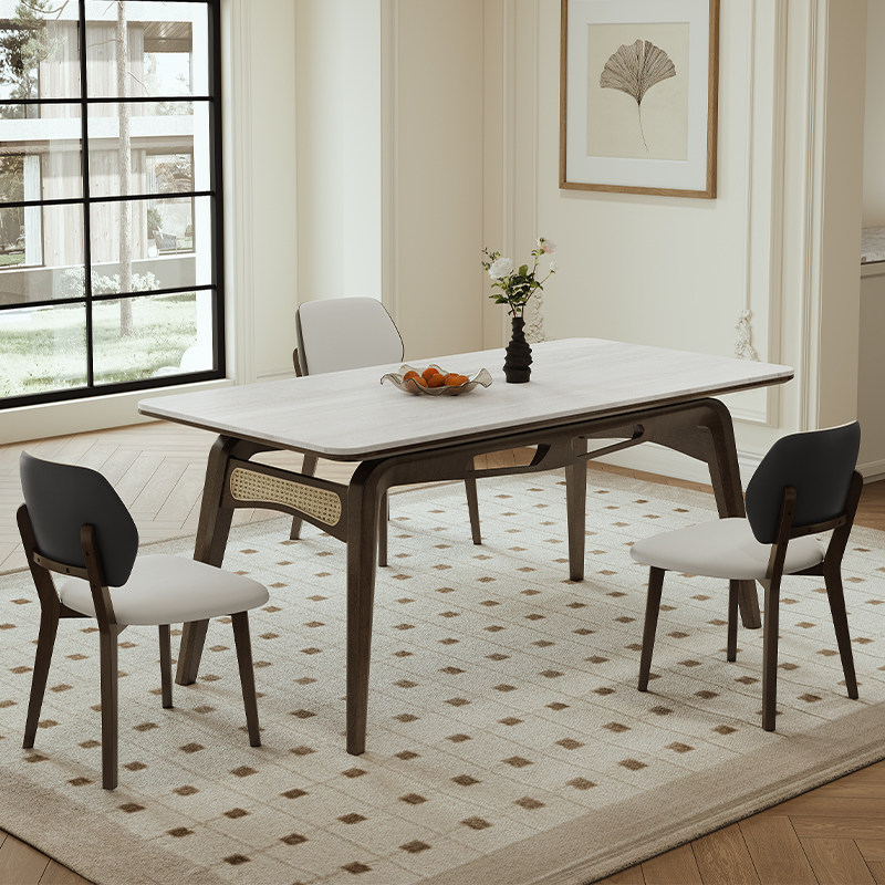 法兰莎复古餐桌椅家用小户型饭桌奶油风设计师中古风岩板实木餐桌,住宅家具,岩板餐桌,淘宝优惠券,粉丝福利购,淘宝优惠卷