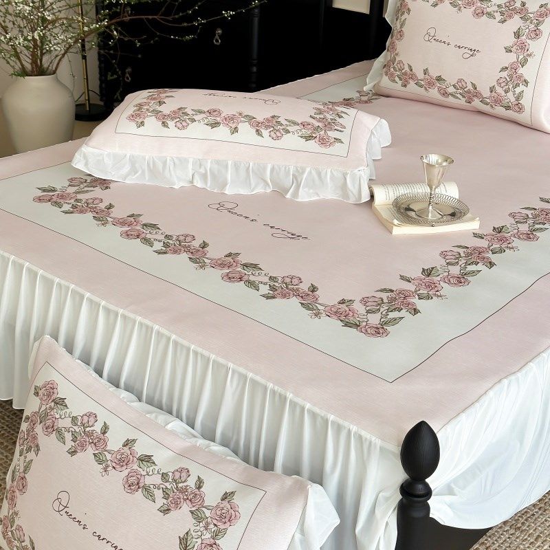 罗兰禧约A类法式床裙款夏季凉席三件套凉感冰丝席可折叠空调席,床上用品,冰丝席,淘宝优惠券,粉丝福利购,淘宝优惠卷