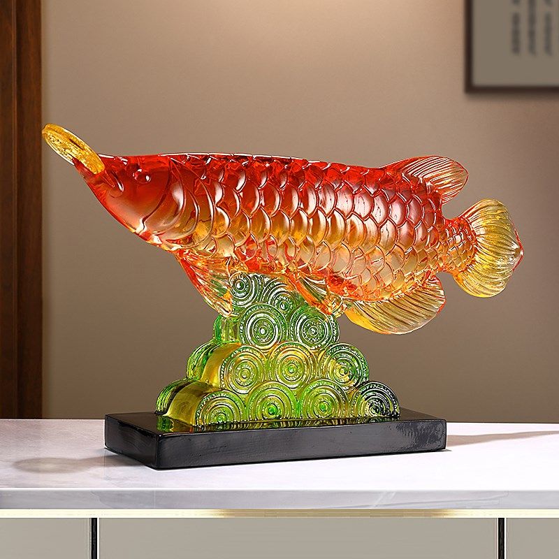 招财水晶龙鱼摆件客厅电视柜酒柜桌面装饰品公司乔迁开业礼品2024,家居饰品,装饰摆件,淘宝优惠券,粉丝福利购,淘宝优惠卷